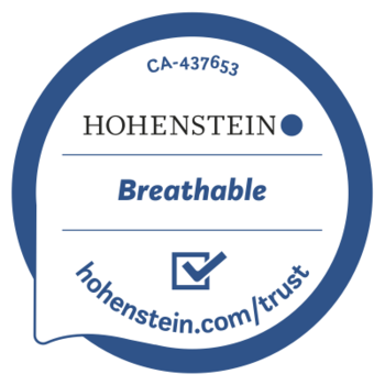 <p>Quality seal "breathable", tested by the Hohenstein Institute. The resistance to water vapour transmission is measured - this is the basis for the wearing comfort rating for cleanroom fabrics. This value can be found in the technical data of the respective fabrics.</p>